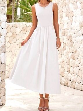 Sleeveless White Maxi Dress - Elegant Summer Sundress
